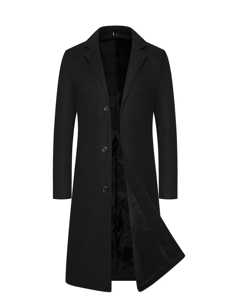 kkboxly Men's Long Woolen Overcoat Jacket: Luxurious Hard Material, Top Seller!