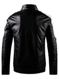 kkboxly  Men's Casual Faux Leather Jacket Stylish Vintage PU Leather Zip Up Motorcycle Jacket Best Sellers
