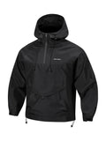 realaiot  Men's Casual Windbreaker Jacket, Chic Pullover Half Zip Hoodie With Big Pocket For Outdoor Activities