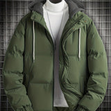 kkboxly  Warm Classic Design Hooded Jacket, Men's Casual Zip Up Jacket Coat For Fall Winter