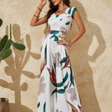 kkboxly  Boho Summer Women Clothing Printing Sleeveless High Waist Casual Jumpsuit