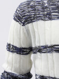 kkboxly  All Match Knitted Color Block Sweater, Men's Casual Warm Mid Stretch Round Neck Pullover Sweater For Fall Winter