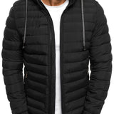 kkboxly  Men's Cotton-padded Jacket Coat, Winter Zipper Slim Fit Lightweight Hooded Jacket
