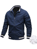 kkboxly  Men's Casual Long Sleeves Stand Collar Zipper Sports Jackets