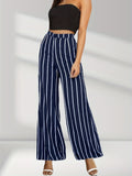 kkboxly  Striped Wide Leg Pants, Elegant High Waist Pants For Spring & Summer, Women's Clothing