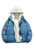 kkboxly  Warm Fleece Hooded Winter Jacket, Men's Casual Cotton Padded Coat For Fall Winter