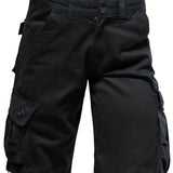 kkboxly  Cotton Comfortable Multi Pocket Cargo Shorts, Men's Casual Elastic Waist Cargo Shorts For Summer Outdoor