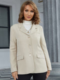 kkboxly  Elegant Solid Long Sleeve Blazer, Open Front Lapel Blazer, Elegant & Stylish Tops For Office & Work, Women's Clothing