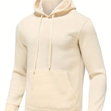 kkboxly  Men's Solid Color Hoodies, Casual Loose Fit Drawstring Hooded Sweatshirt With Pocket Best Sellers