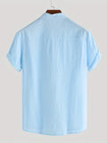 kkboxly  Men's Cotton Comfy Shirt, Short Sleeve Crew Neck Pockets Shirt