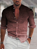 kkboxly  Men's Shirt Top Ombre Turn-Down Collar Long Sleeves Closure Regular Fit Male Casual Shirt For Daily