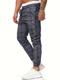 kkboxly  Men's Stylish Comfy Solid Joggers With Pockets, Active Breathable Slim-fit Drawstring Men's Bottom Clothing For Hiking Jogging Cycling Outdoor Fitness Workout