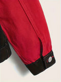 kkboxly  Raw Trim Color Block Denim Jacket, Men's Casual Street Style Cotton Jacket