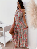 Kkboxly   Boho Paisley Print Halter Neck Dress, Boho Sleeveless Dress For Summer, Women's Clothing