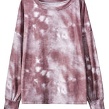 kkboxly  Tie Dye Long Sleeved T-shirts, Comfort Loose Crew Neck Active Comfort Sweatshirt, Women's Clothing