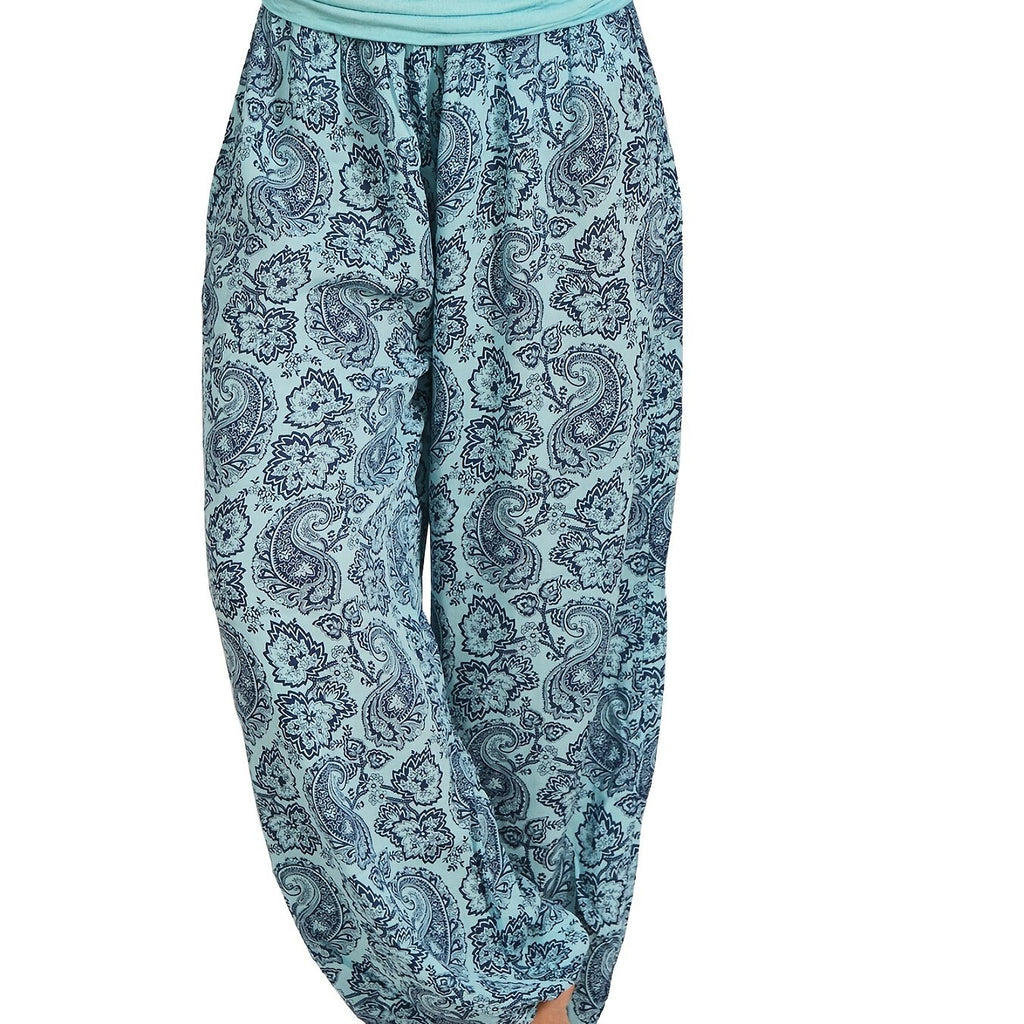 kkboxly  Boho Paisley Floral Print Harem Pants, Bohemian Loose Elastic Waist Pants For Spring & Summer, Women's Clothing
