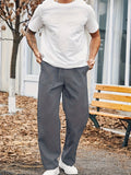 Plus Size Men's Solid Pants Oversized Casual Pants For Sports/outdoor, Men's Clothing