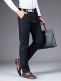 kkboxly  Chic Jeans For Business, Men's Semi-formal Stretch Dress Pants For All Seasons, Father's Gift