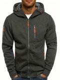kkboxly  Solid Color Men's Hooded Jacket Casual Long Sleeve Hoodies With Zipper Gym Sports Hooded Coat For Spring Fall
