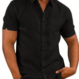 2025 kkboxly  Plus Size Men's Casual Solid Shirt For Outdoor/workout, Trendy Oversized Loose Fit Short Sleeve Shirt Tops For Big & Tall Males, Men's Clothing