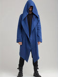 kkboxly  Trendy Solid Windbreaker Warm Men's Hooded Jacket Casual Long Sleeve Hoodies Open Front Cardigan Cape Cloak Hooded Coat For Spring Fall