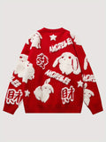 kkboxly  YWFG All Match Knitted Cute Rabbit & Wealth Chenille Embroidery Sweater, Men's Casual Warm Slightly Stretch Crew Neck Pullover Sweater For Men Fall Winter