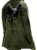 kkboxly  Warm Eagle Pattern Hooded Overcoat, Men's Casual Cape Warm Fleece Jacket