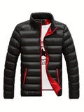 kkboxly  Winter Men's Casual Slim Fit Stand Collar Zipper-Up Padded Jacket