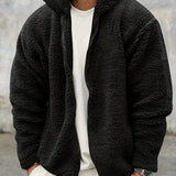 kkboxly  Trendy Fluffy Snuddie Men's Hooded Jacket Casual Long Sleeve Hoodies With Zipper Gym Sports Hooded Coat For Winter Fall
