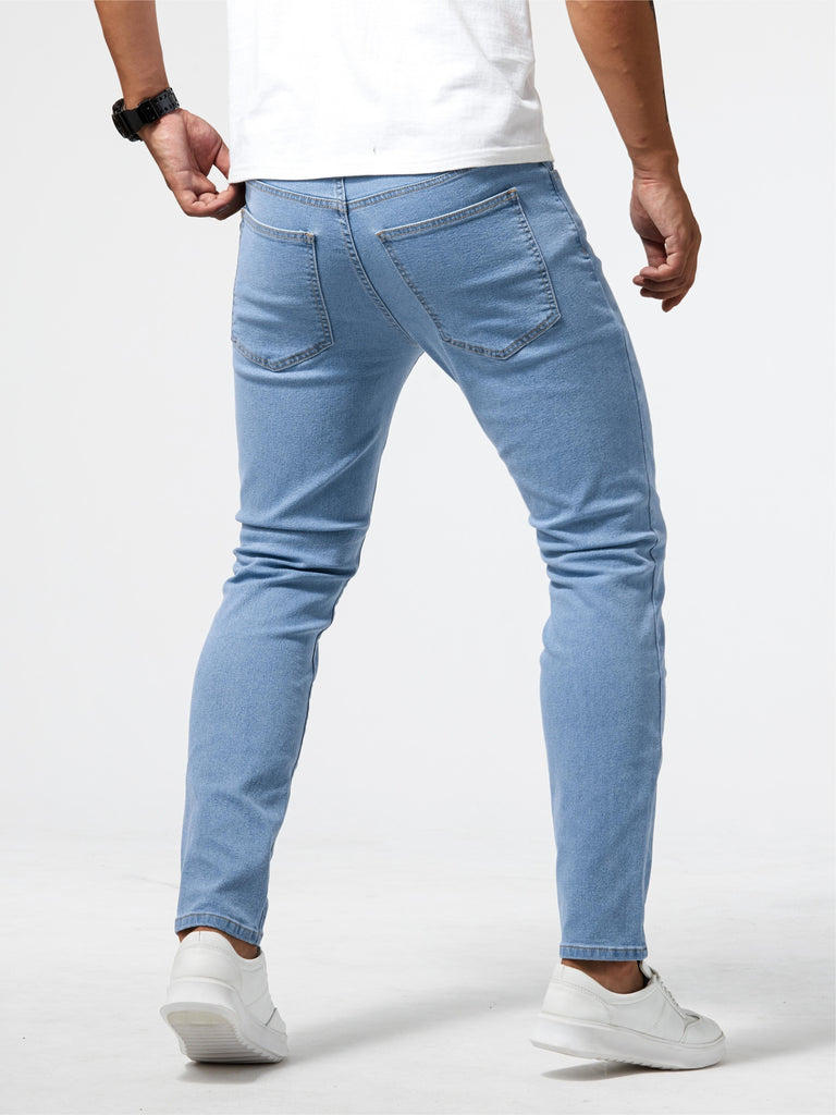 kkboxly  Men's Casual Light Blue Ripped Denim Jeans