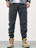 dunnmall  kkboxly  Cotton Classic Design Multi Pockets Cargo Pants, Men's Casual Techwear Drawstring Cargo Pants Hip Hop Joggers For Autumn Summer Outdoor