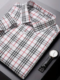 kkboxly  Men's Casual Short Sleeve Plaid Print Shirt, Men's Shirt For Summer, Tops For Men, Gift For Men
