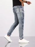 kkboxly  Men's Casual Skinny Biker Jeans, Chic Street Style Stretch Denim Pants