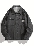 kkboxly  Solid Jackets For Men Dual Pockets Button Up Lapel Stylish Coat Jackets For Men