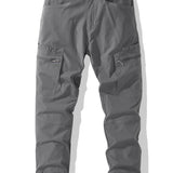 kkboxly Men's Casual Multi Pocket Pants, Chic Street Style Cargo Pants For Outdoor Activities