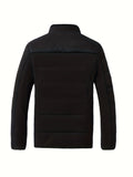kkboxly  Warm Fleece Winter Jacket, Men's Casual Stand Collor Zipper Pockets Jacket Coat