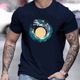 kkboxly Whales Print T Shirt, Tees For Men, Casual Short Sleeve T-shirt For Summer