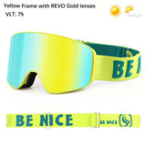 [1pc Magnetic Lens Ski Goggles] BE NICE Adult Ski Goggles, Mirrored Magnetic Lens, Anti-Fog UV400, Snowboard Goggles for Men & Women, Snowmobile Compatible, with TPU Frame, for Alpine, Cross-Country, Telemark, Snowboard, Ice Hockey Sports Eyewear