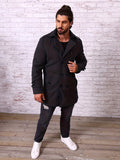 kkboxly  Plus Size Men's Solid Fleece Coat Fashion Casual Elegant Tops Button Up Jacket For Fall Winter, Men's Clothing