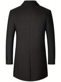 kkboxly  Father's Day Gift Classic Design Warm Coat, Men's Semi-formal Mid Length Button Up Lapel Coat For Fall Winter Business