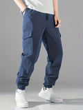 kkboxly Men's Stylish Black Cargo Pants With Flap Pockets - Perfect for Casual Wear!
