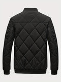 kkboxly  Warm Thick Jacket, Men's Casual Zipper Pockets Stand Collar Jacket For Fall Winter
