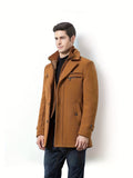 kkboxly  Men's Casual Lapel Overcoat, Single Breasted Winter Jacket Trench Coat For Business Leisure Activities