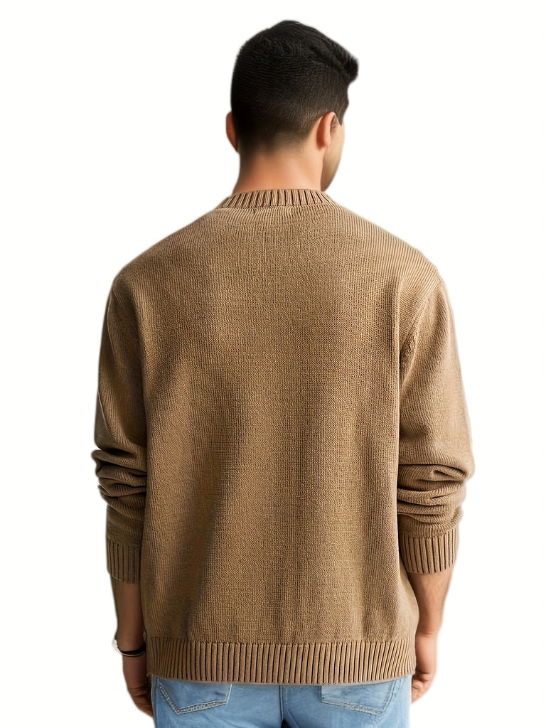 Plus Size Men's Elegant Casual Sweater Fashion Causal Long Sleeve Knit Sweater For Fall Winter, Men's Clothing