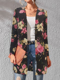 kkboxly  Floral Print Lightweight Jacket, Casual Open Front Long Sleeve Outerwear For Spring & Fall, Women's Clothing