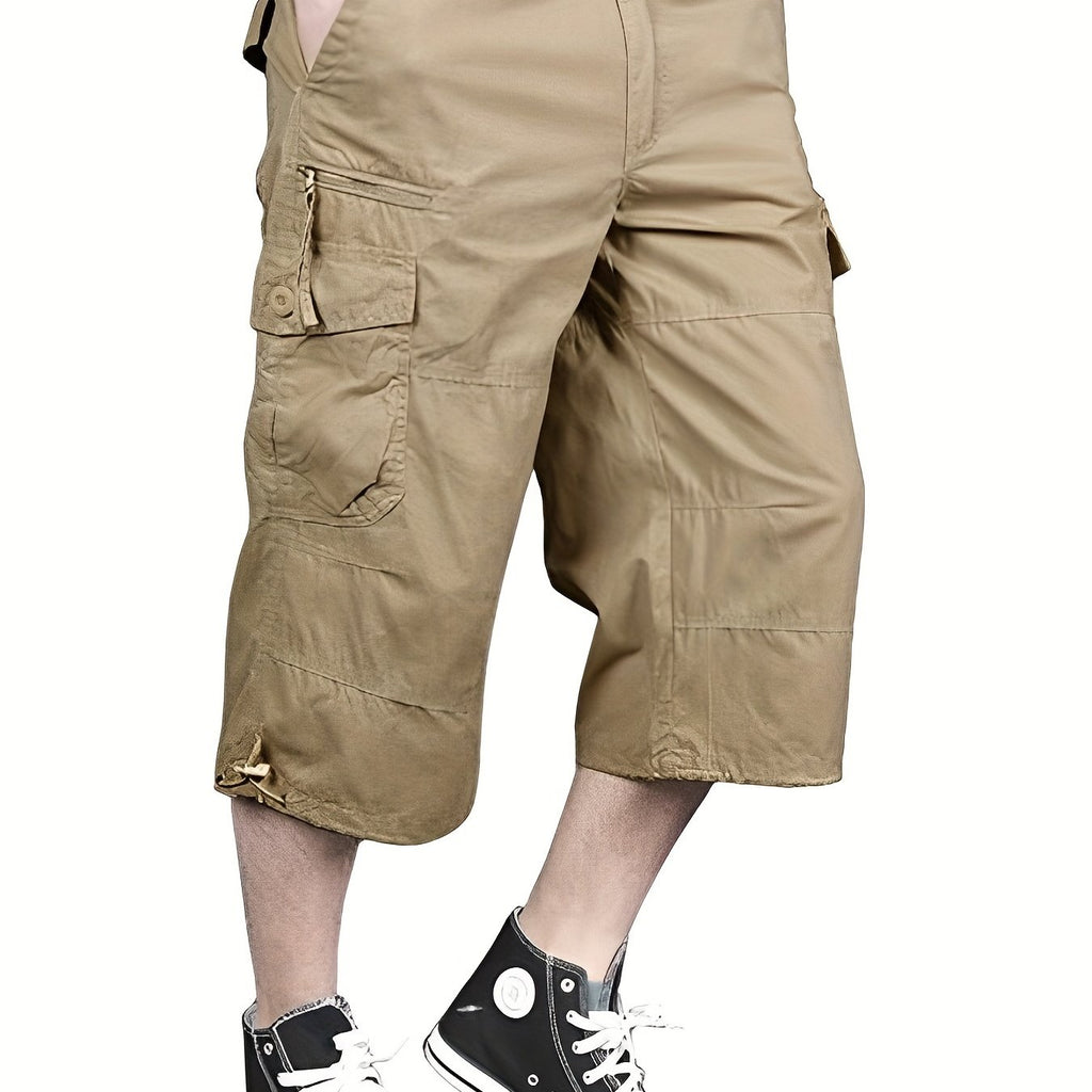 kkboxly Upgrade Your Wardrobe with Street-Style Men's Casual Cargo Capris Jeans With Pockets!