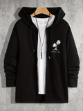 kkboxly  Coconut Palm Pattern Zip Up Hoodie, Men's Casual Stretch Hooded Sweatshirt Jacket, Men's Sportswear