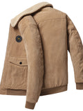 kkboxly  Warm Fleece Jackets By Activity, Men's Casual Corduroy Flap Pocket Jacket Coat For Fall Winter