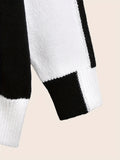 kkboxly  Color Block Chic Knit Sweater, Men's Casual Warm Slightly Stretch Round Neck Pullover Sweater For Fall Winter