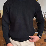 Plus Size Men's Solid Textured Sweater Fashion Casual Knit Pullover For Spring Fall Winter, Men's Clothing